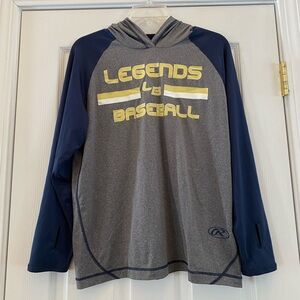 Legends Baseball Gray & Navy Blue Hoodie, Size Youth XL, Excellent Condition